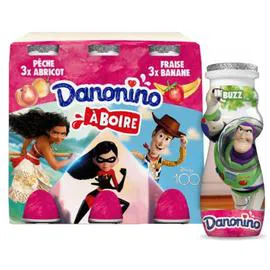 DANONE, DANONINO Yaourt à boire aux fruits pêche abricot fraise banane 6x100g