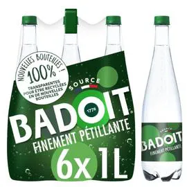 BADOIT Eau gazeuse minérale naturelle finement pétillante Verte 6x1l