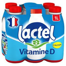 LACTEL Lait entier Vitamine D UHT bouteille 6x1l