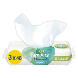PAMPERS Lingettes pour bébé Harmonie Aqua 3x48