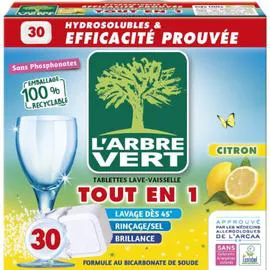 L'ARBRE VERT Tablette de Lave-Vaisselle Tout en 1 Hydrosolubles Parfum Citron 584g