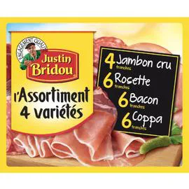 JUSTIN BRIDOU Plateau charcuterie assortiment 4 variétés 260g