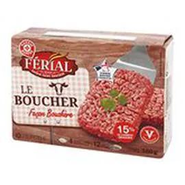 MARQUE REPÈRE, FÉRIAL Steak haché Le Boucher 15% MG x4 560g