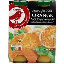 AUCHAN Pur jus d'orange bouteilles verre 4x20cl