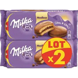 MILKA Choc & choc gâteaux moelleux fourrés et nappés au chocolat 2x175g