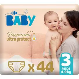 CARREFOUR BABY Couches bébé taille 3 : 4-9 kg premium ultra protect x44