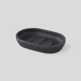 MONOPRIX MAISON Porte Savon, Polyrésine Noire Mouchetée Blanche l'unité