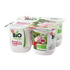 MARQUE REPÈRE, BIO VILLAGE Yaourts framboises Bio - x4 500g