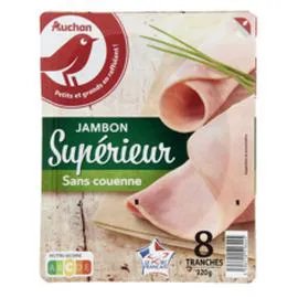 AUCHAN Jambon supérieur sans couenne 320g