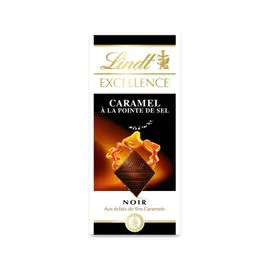 LINDT, EXCELLENCE Chocolat noir caramel à la pointe de fleur de sel 100g