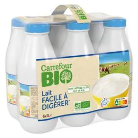 CARREFOUR BIO Lait facile à digérer 6x1l