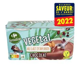 CARREFOUR SENSATION Dessert végétal lait amande et chocolat 4x100g