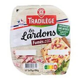 MARQUE REPÈRE, TRADILÈGE Lardons fumés Sans nitrite 2x75g