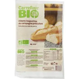 CARREFOUR BIO Demi-baguettes précuites 2x125g