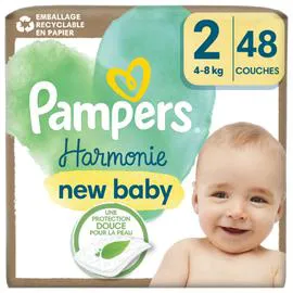 PAMPERS Couches Bébé Harmonie New Baby 4 -8 kg Taille 2 x48