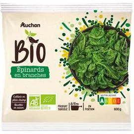 AUCHAN BIO Epinards en branches en portions 600g