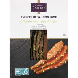 MONOPRIX GOURMET Emincés Saumon fumé au citron et à l'aneth Atlantique 100g