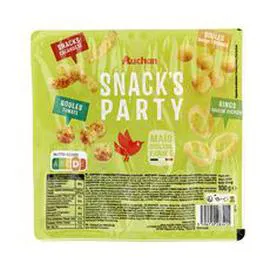 AUCHAN Assortiment de biscuits apértifs soufflés Snack party 100g