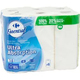 CARREFOUR ESSENTIAL Essuie-tout Ultra Absorption x6