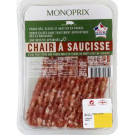 MONOPRIX Chair à saucisse de porc élevé sans traitement antibiotique 250g