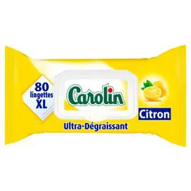 CAROLIN Lingette Ultra-Dégraissantes Citron x80 