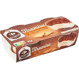 CARREFOUR ORIGINAL Dessert Tiramisu au spéculoos 2x100g