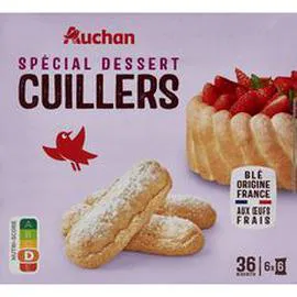 AUCHAN Biscuits cuillers spécial dessert aux Oeufs frais, sachets fraîcheur 300g