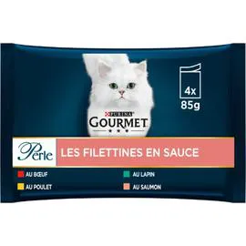 PURINA, GOURMET Pâtée pour chat Perle Filettines en sauce 4x85g