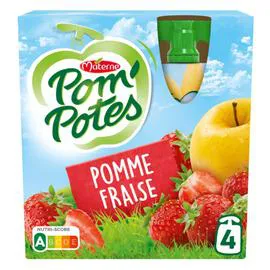 MATERNE, POM'POTES Compote pomme fraise 4x90g
