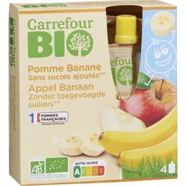 CARREFOUR BIO Compote pomme banane s/sucres ajoutés 4x90g