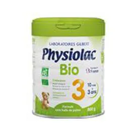 GILBERT, PHYSIOLAC Lait infantile 3ème âge Bio 800g