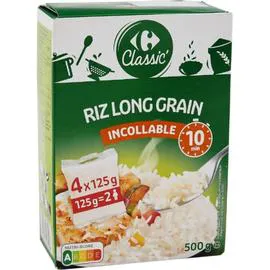 CARREFOUR CLASSIC' Riz long grain incollable 10 min 4x125g