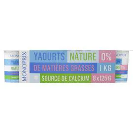 MONOPRIX Yaourt nature 0% 125g