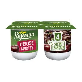 SOJASUN Dessert végétal soja cerise 4x100g