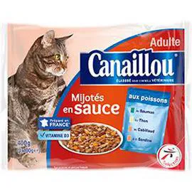 CANAILLOU Mijotés en sauce aux poissons pour chat adulte 4x100g