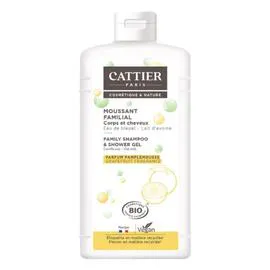 CATTIER Moussant familial, Corps et cheveux, Lactoserum et Eau de bleuet, Bio 500ml