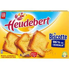 LU, HEUDEBERT Biscottes 96% de céréales La Biscotte 875g