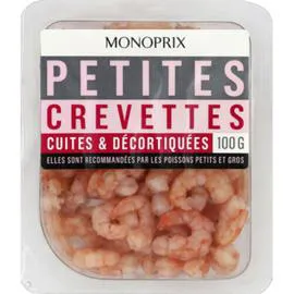 MONOPRIX Petites crevettes cuites & décortiquées, pêche responsable et durable 100g