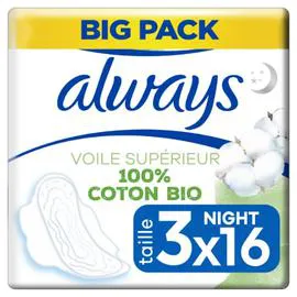 ALWAYS Serviettes hygiéniques Coton Night Big Pack x16