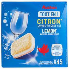 AUCHAN Tablettes lave-vaisselle tout en 1 citron x45