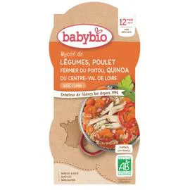 BABYBIO Plat bébé dès 12 mois, légumes/poulet 2x200g