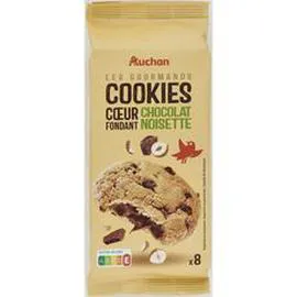 AUCHAN Cookies coeur fondant chocolat noisette 200g