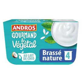 ANDROS Dessert végétal brassé au lait de coco nature 4x100g