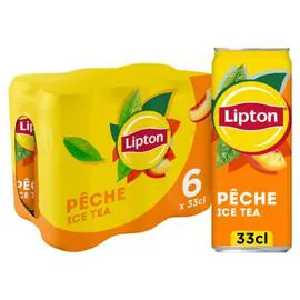 LIPTON Boisson au thé glacé saveur pêche 6x33cl