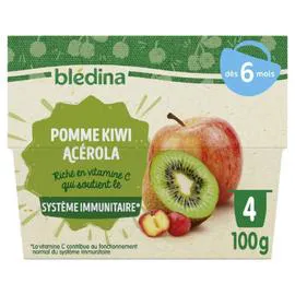 BLÉDINA Purée de fruits bébé dès 6 mois pomme kiwi acérola 4x100g