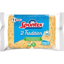SPONTEX Eponge Super Absorbante et Très Résistante 2 Tradition x2