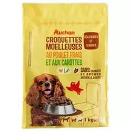 AUCHAN Croquettes moelleuses au poulet frais et aux carottes pour petit chien 1kg