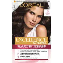 L'ORÉAL PARIS, EXCELLENCE Coloration Cheveux 3 Châtain foncé l'unité