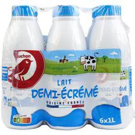 AUCHAN Lait demi-écrémé UHT 6x1l