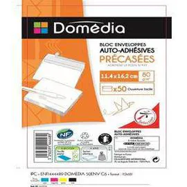 DOMÉDIA Bloc enveloppes auto-adhésives précasées 114x162 x50